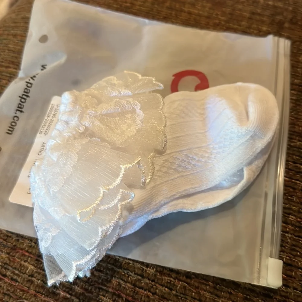 PATPAT baby girls Lace Trim Mesh Thin Socks Bundle of 3 - Mixed Sizes